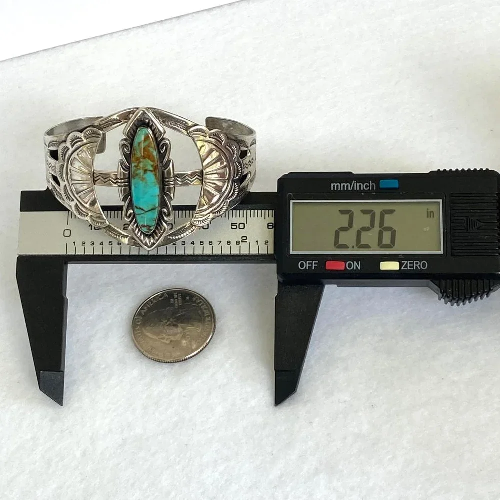VTG Bell Trading Sterling Silver 925 Southwest Turquoise Wide Band Cuff Bracelet - Picture 14 of 16